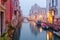 Typical Venetian canal in Venice, Italy