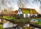 Typical view on Canal,  Giethoorn, Netherlands