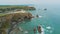 Typical view over the Coastline of Cornwall - flight over wonderful landscape