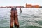 Typical view of water canal in Venice