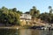 Typical white houses of a Nubian village surrounded by palm trees near Cairo Egypt and on the banks