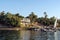 Typical white houses of a Nubian village surrounded by palm trees near Cairo Egypt and on the banks