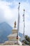 Typical white stone tibetan buddhist stupa in Himalayas