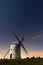 Typical windmill surrounded of stars in Castilla la Mancha, Spain