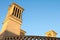 Typical Windtower made of clay taken in the streets of Yazd, iran. These towers, aimed at cooling down buildings in the desert