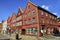 Typical wooden buildings in Bryggen district in Bergen, a beautiful city in Norway