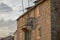 Typical wooden windows on stone house