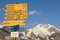 Typical yellow Signpost in the Swiss alps