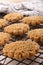 Typically scottish oatmeal biscuit on a cooling rack