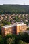 Typified red brick family Bata houses in Zlin, Moravia, Czech Republic, aerial view