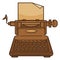 Typing machine and paper isolated icon, novel writing
