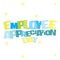 Typographic illustration of Employee Appreciation Day in blue and green colors