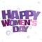 Typographic illustration of Happy Women`s Day in purple and pink colors