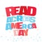Typographic illustration of Read Across America Day in red and blue colors