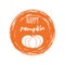 Typographic lettering sign Happy Pumpkin into orange spot for logo, label, badge, sticker