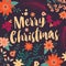 Typographic Merry Christmas card with floral decorative elements