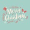 Typographic Merry Christmas card with floral decorative elements