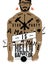 Typographic poster for stag party Hello Bachelor! with tattooed body of a man. Vector illustration.