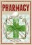Typographic retro grunge pharmacy poster. Vector illustration.