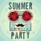 Typographic Summer Party retro poster design. Vector illustration.