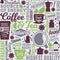 Typographic vector coffee and tea seamless pattern or background
