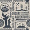 Typographic vector desert adventures seamless pattern or background