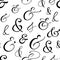 Typography ampersand seamless pattern. Vintage elegance script symbol for wedding poster or invitation. Decorative