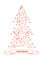 Typography banner red stylised christmas tree, birds, snowflakes, lettering ribbon, Lorem Ipsum