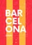Typography graphics color poster with a map of Barcelona, Vector travel illustration
