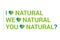 Typography I love natural quote set, heart with green leave. Eco quotes