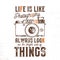Typography poster with old style camera and quote - Life is like Photography, always look on the bright side of things