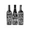 Typography set of wine bottle silhouette with lettering