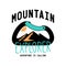 typography slogan mountain explorer with carabiner and alpine mountain silhouette inside background illustration for T-shirt and