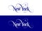 Typography of The USA New York States Handwritten Illustration on Official U.S. State Colors