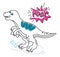 Tyrannosaurus dino - line design style illustration with editable stroke