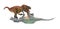 Tyrannosaurus fights with spinosaurus on white background