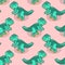 Tyrannosaurus isometric texture. Dinosaur seamless pattern.