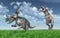 Tyrannosaurus Rex attacks Styracosaurus