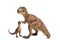 Tyrannosaurus rex with baby t-rex on white background