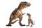 Tyrannosaurus rex with baby t-rex on white background