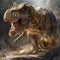 Tyrannosaurus Rex Holds Bitcoin in Front Paws