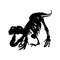 Tyrannosaurus rex skeleton fossil, isolated dinosaur vector illustration on white background