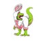 tyrannosaurus rex wearing bunny costume vector illustration design