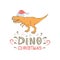 Tyrannosaurus with Santa hat isolated over white vector
