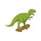 Tyrannosaurus on skateboard. Dino Skateboarder. T Rex. Prehistoric lizard monster riding longboard