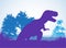 Tyrannosaurus T-rex; Dinosaurs silhouettes in prehistoric environment overlapping layers; decorative background banner abstract