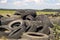 Tyre heap.