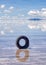 Tyre on the Salar de Uyuni salt flats