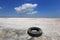 Tyre on salt seashore