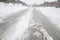 Tyres marks over a snowed road